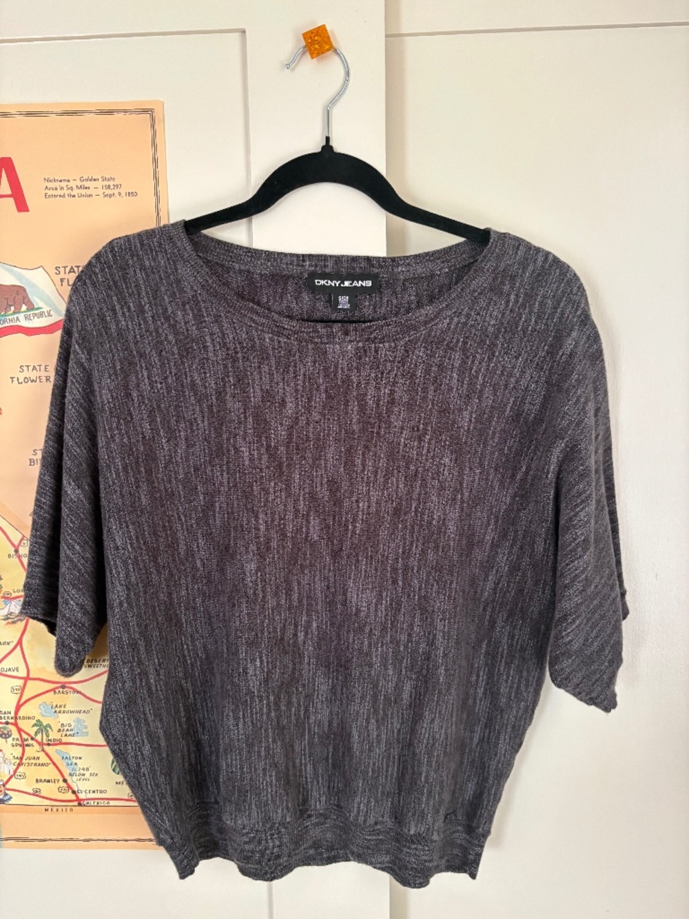 DKNY Short Dolman Sleeve Sweater Black